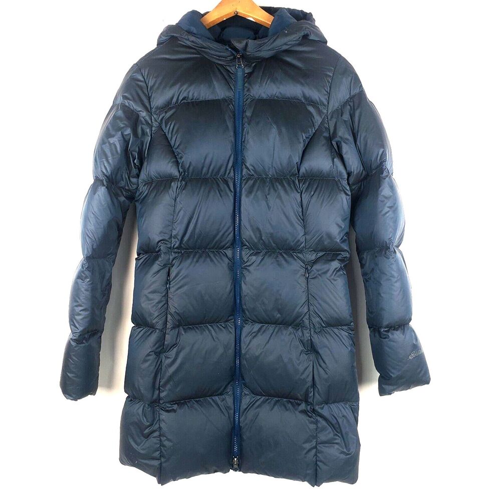EDDIE BAUER Luna Peak Long‎ Down Women Puffer Hooded Coat 550 Size XS